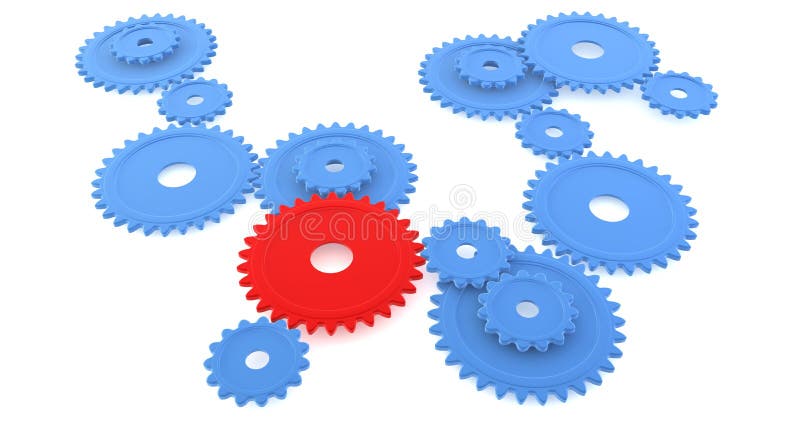 Engranajes azules y rojos, aislados ilustración del vector Engranajes azules y rojos, aislados ilustración del vector
