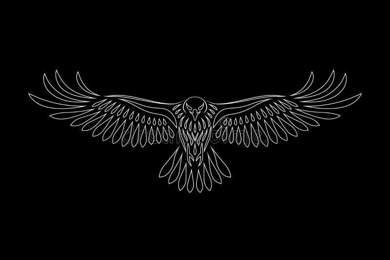 Engraving of Stylized Hawk on White Background Stock Vector