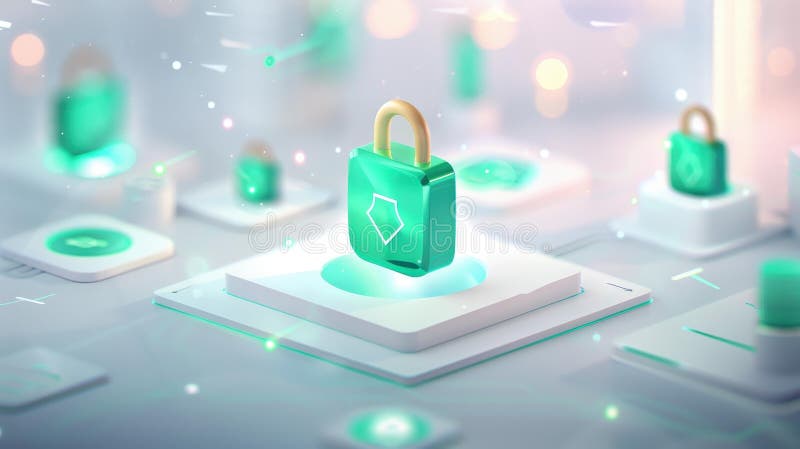 Să îmbunătățească protecția vieții private cu verificarea conturilor utilizând scuturile pentru lacătele verzi și ilustrațiile de vector illustration
