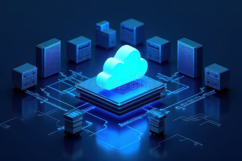 Enhanced Cloud Storage and Performance vector illustration