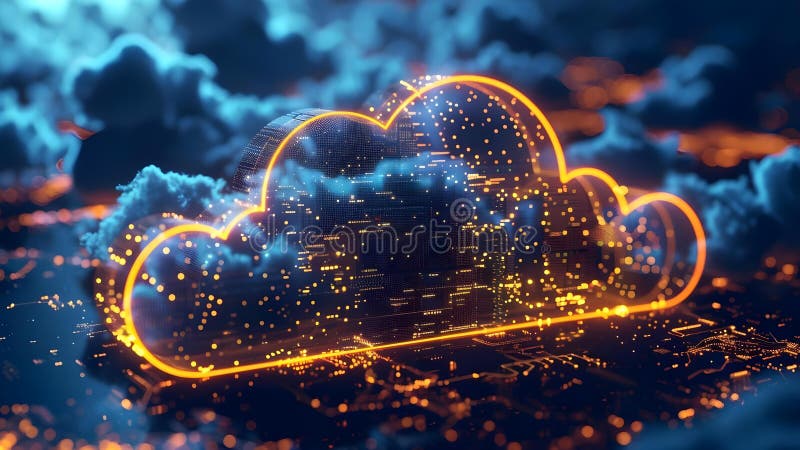Tehnologie de tip „cloud” îmbunătățită pentru transferul și comunicarea fără efort de date k. nor concept royalty free illustration