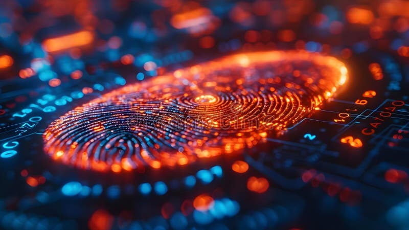 Securitate îmbunătățită : tehnologie de scanare a amprentelor digitale pentru identificarea personală și autentificarea securizată stock illustration