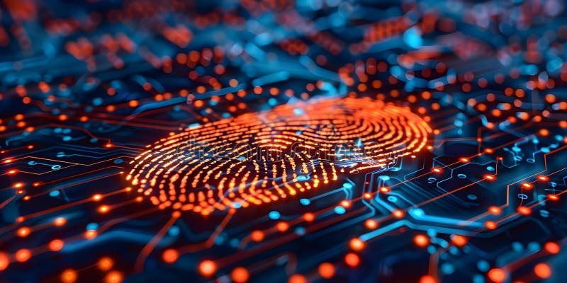 Enhancing Data Security with High-Tech Fingerprint Encryption Technology. Concept Fingerprint vector illustration
