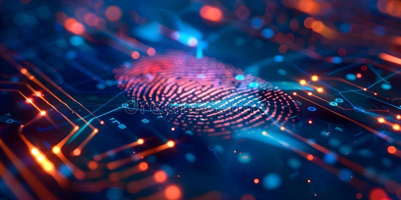 Enhancing Login Security with AI-Powered Fingerprint Scanning Technology. Concept Biometric stock illustration