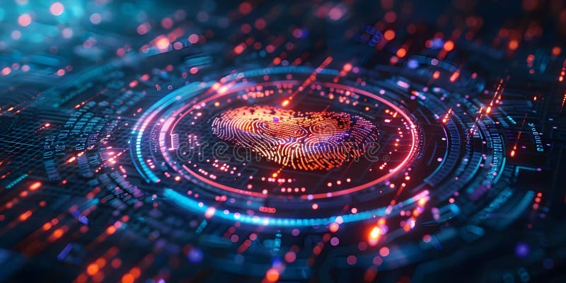 Enhancing Login Security with AI-Powered Fingerprint Scanning Technology. Concept Biometric stock illustration