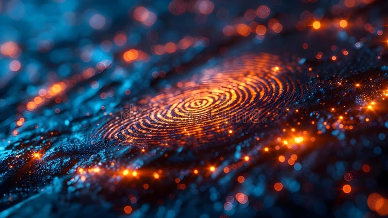 Enhancing Surveillance and Security with Digital Biometric Fingerprint Scanning. Concept Biometric stock illustration