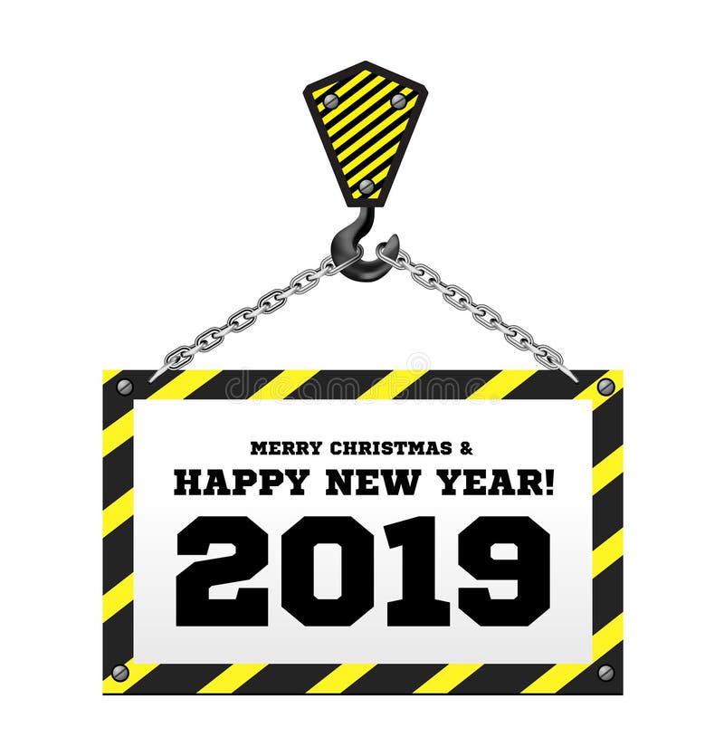 Enhorabuena al Año Nuevo 2019 en el fondo de una grúa de construcción libre illustration Enhorabuena al Año Nuevo 2019 en el fondo de una grúa de construcción libre illustration
