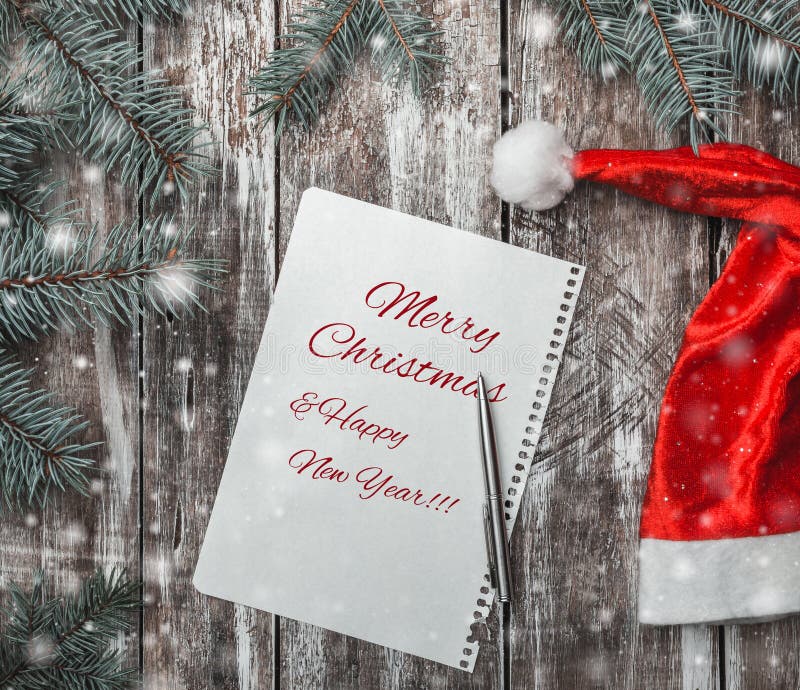 Enhorabuena en estilo rústico con un folleto donde usted puede dejar un mensaje para Papá Noel imagenes de archivo Enhorabuena en estilo rústico con un folleto donde usted puede dejar un mensaje para Papá Noel imagenes de archivo