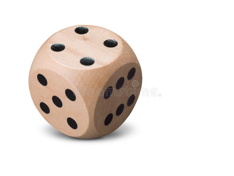 Enige houten dobbelt op witte achtergrond stock afbeelding Enige houten dobbelt op witte achtergrond stock afbeelding