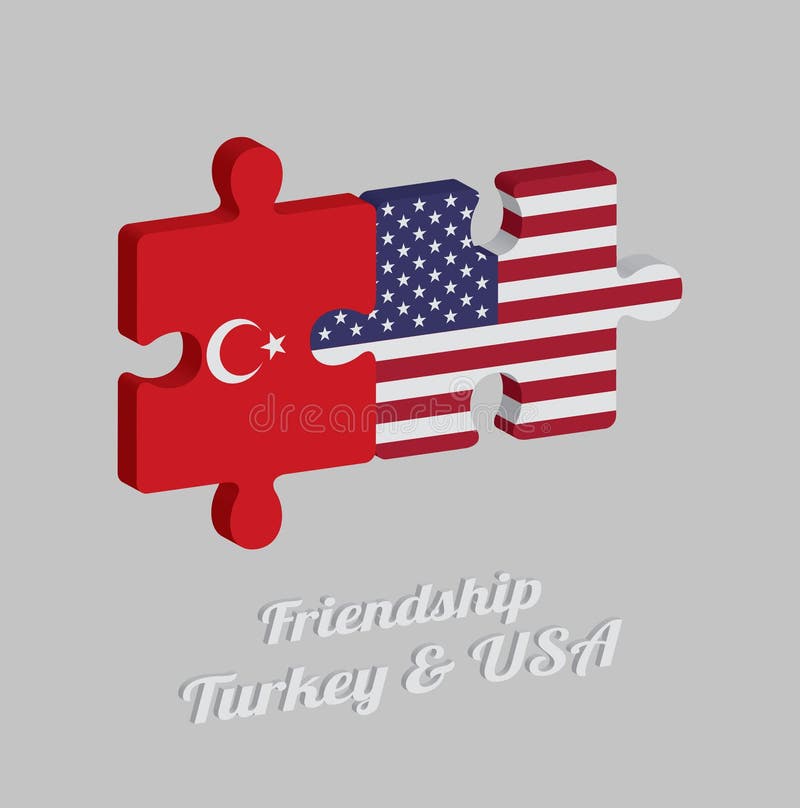 Enigma de serra de vaivém 3D da bandeira de Turquia e da bandeira de América com texto: Amizade Turquia & EUA Conceito de amigáve ilustração royalty free Enigma de serra de vaivém 3D da bandeira de Turquia e da bandeira de América com texto: Amizade Turquia & EUA Conceito de amigáve ilustração royalty free