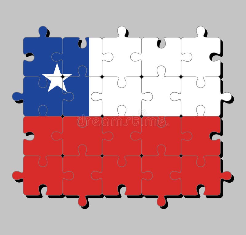 Enigma de serra de vaivém da bandeira do Chile em um bicolor horizontal de branco e de vermelho com o quadrado azul no canto supe ilustração do vetor Enigma de serra de vaivém da bandeira do Chile em um bicolor horizontal de branco e de vermelho com o quadrado azul no canto supe ilustração do vetor