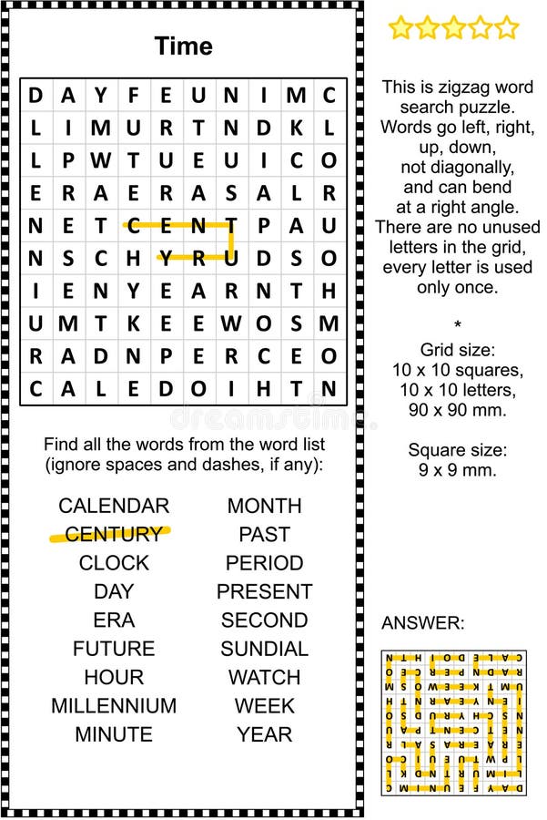 Enigma do wordsearch do tempo ilustração do vetor Enigma do wordsearch do tempo ilustração do vetor