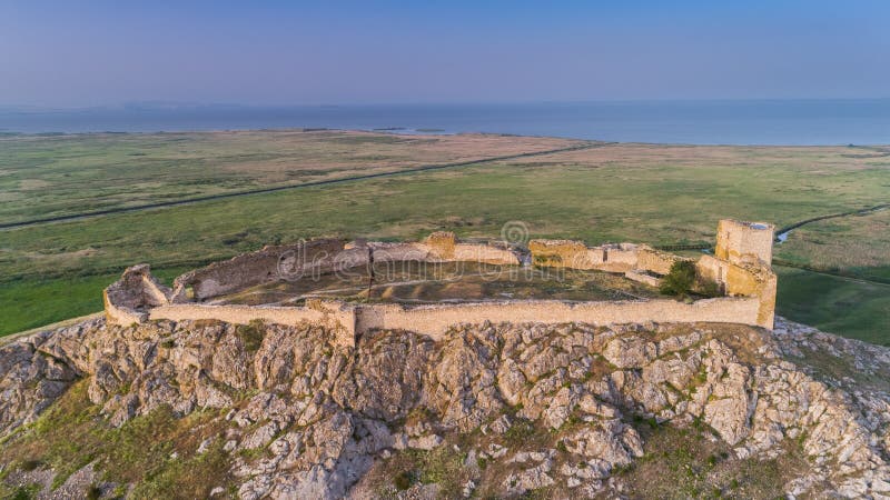 Aerial view from Enisala fortress. Dobrogea, Romania