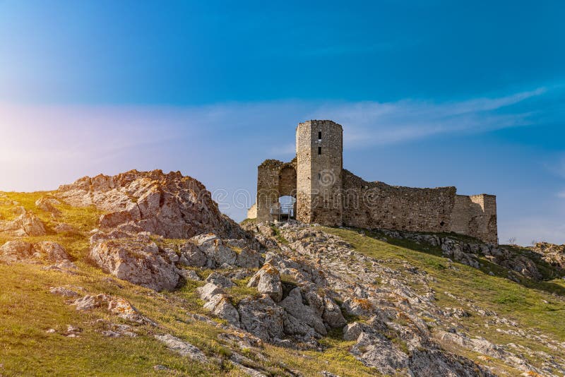 The Enisala Fortress is a medieval fortress sitting high on a hillin Tulcea County, Dobrodja, Romania