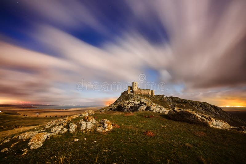 Enisala fortress by night,in Dobrogea, Romania