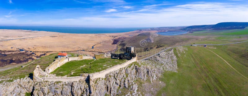 Enisala Yenisale fortress panoramic aerial view. Enisala Yenisale fortress panoramic aerial view