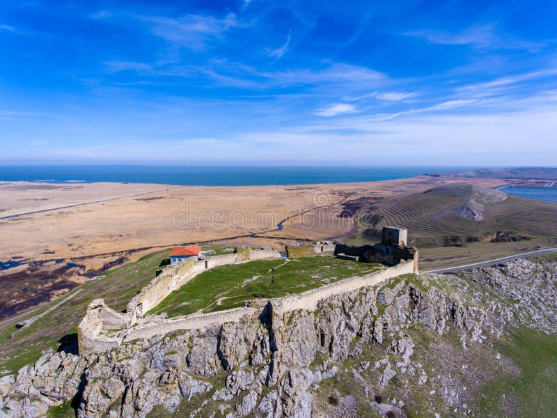 Enisala medieval fortress in Romania. Aerial view. Enisala medieval fortress in Romania. Aerial view