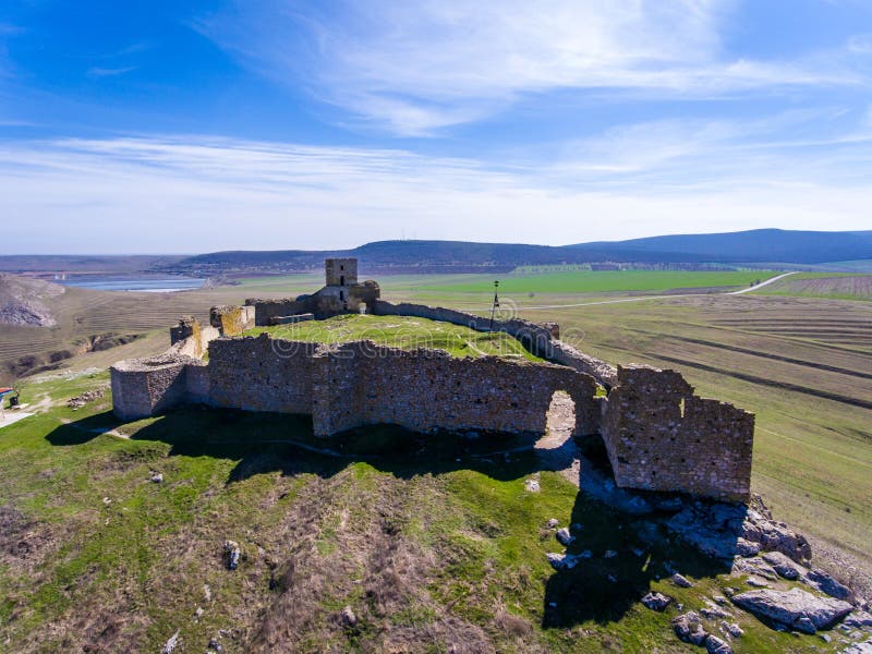 Enisala medieval fortress in Dobrogea, Romania. Aerial view