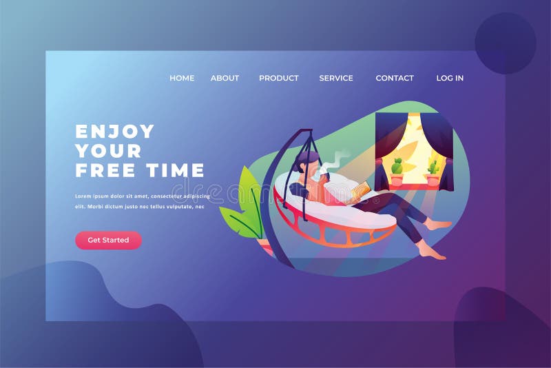 Enjoy Free Time with Reading and Coffee - Web Page Header Landing Page Template Illustration