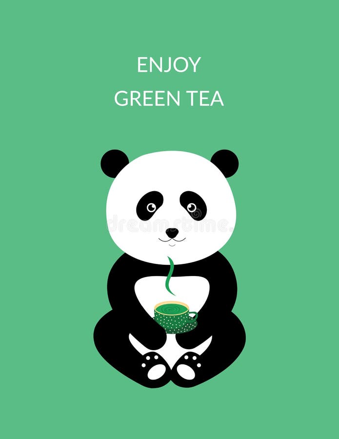 Enjoy green tea stock illustration. Illustration of panda 74299809
