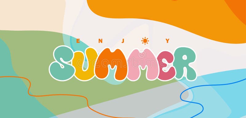 Enjoy Summer text design on colorful scribble drawing background. Summer background. Vector illustration royalty free illustration