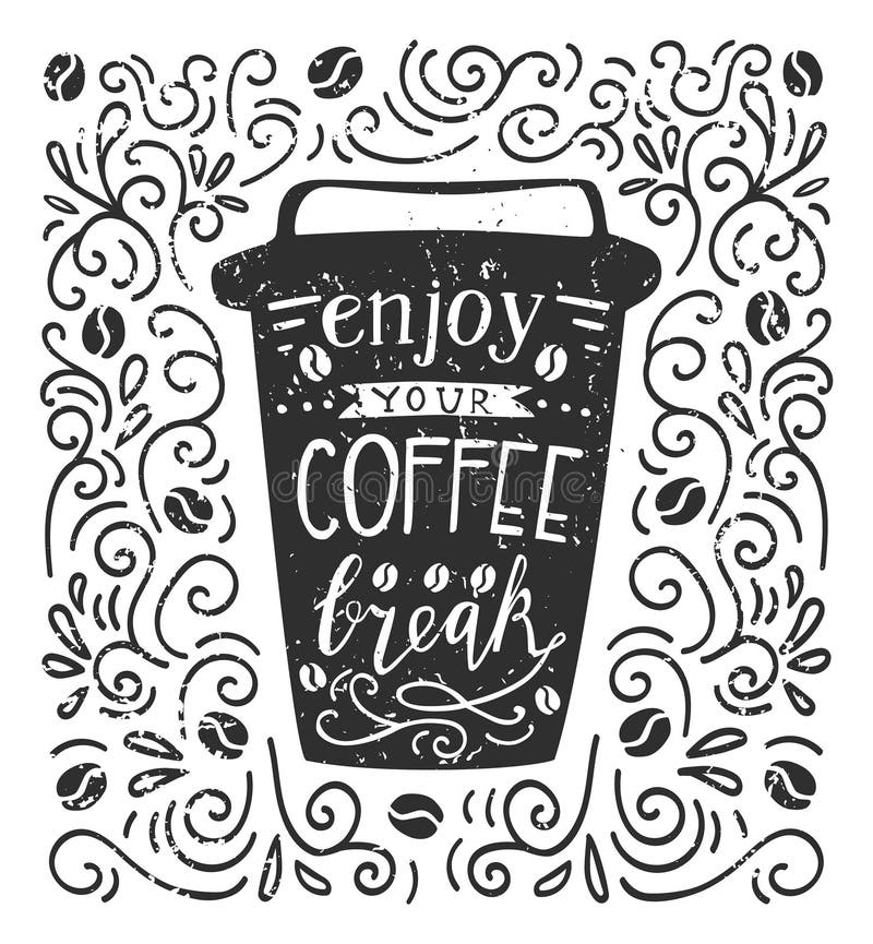 Coffee Break Black White Stock Illustrations, Vectors, & Clipart