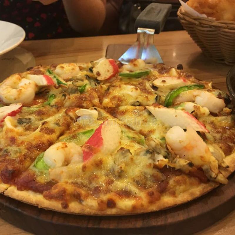 Enjoy your dinner! Top view of food and drinks on the rustic wooden table. stock image