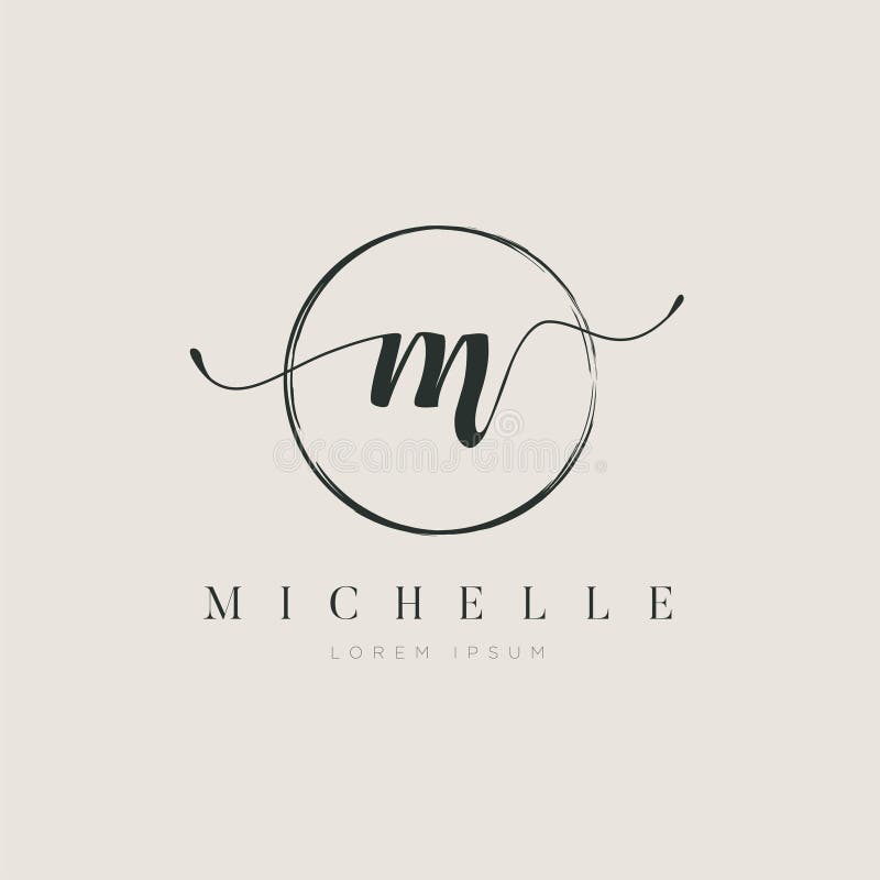 Enkel elegant typ M Logo Sign Symbol Icon för initial bokstav stock illustrationer