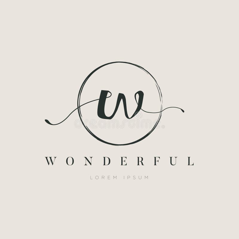 Enkel elegant typ W Logo Sign Symbol Icon för initial bokstav vektor illustrationer