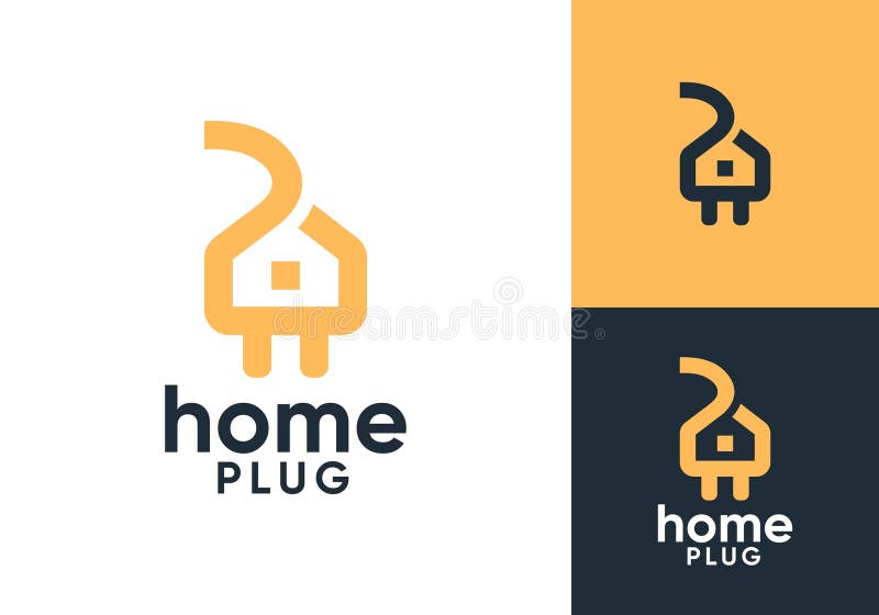 Enkel elektrisk logotypdesign för plug-system stock illustrationer