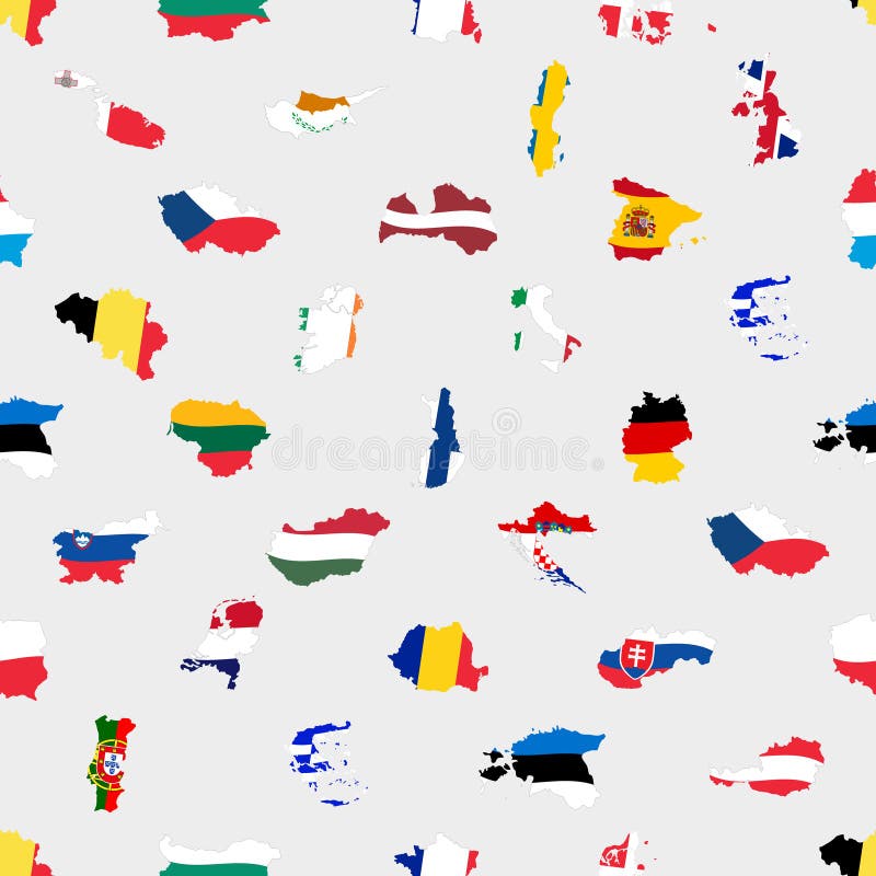 Enkel färg sjunker alla länder för europeisk union som den sömlösa modellen eps10 för översikter royaltyfri illustrationer Enkel färg sjunker alla länder för europeisk union som den sömlösa modellen eps10 för översikter royaltyfri illustrationer