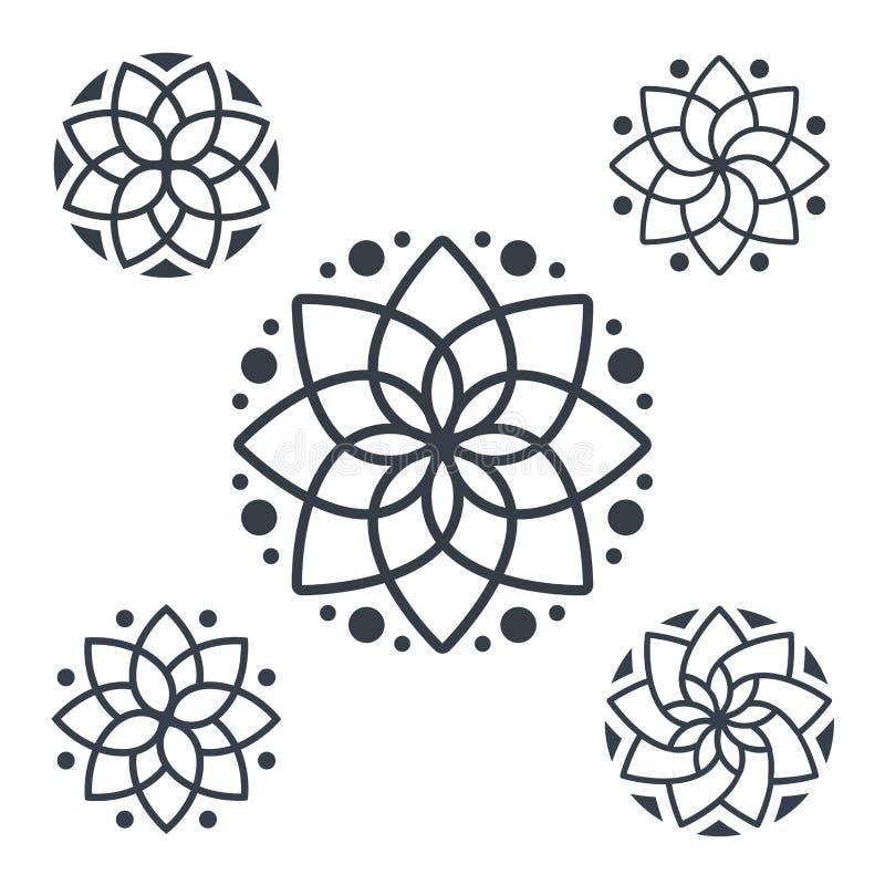 Enkel geometrisk mandalalogotyp Rund logo för boutique, blomsterhandel, affär, inre stock illustrationer