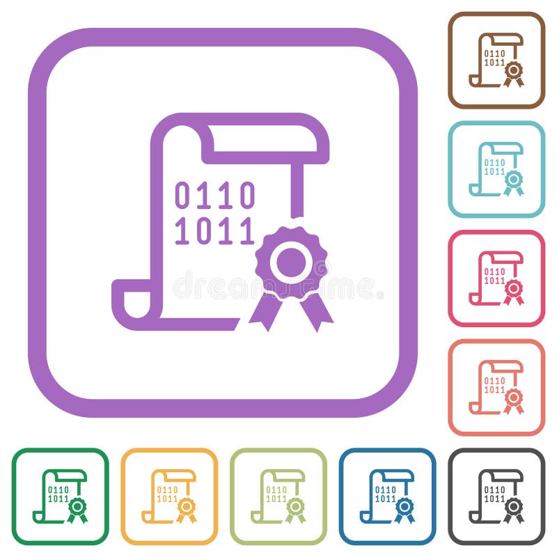 Enkla ikoner för digitala certifikat vektor illustrationer