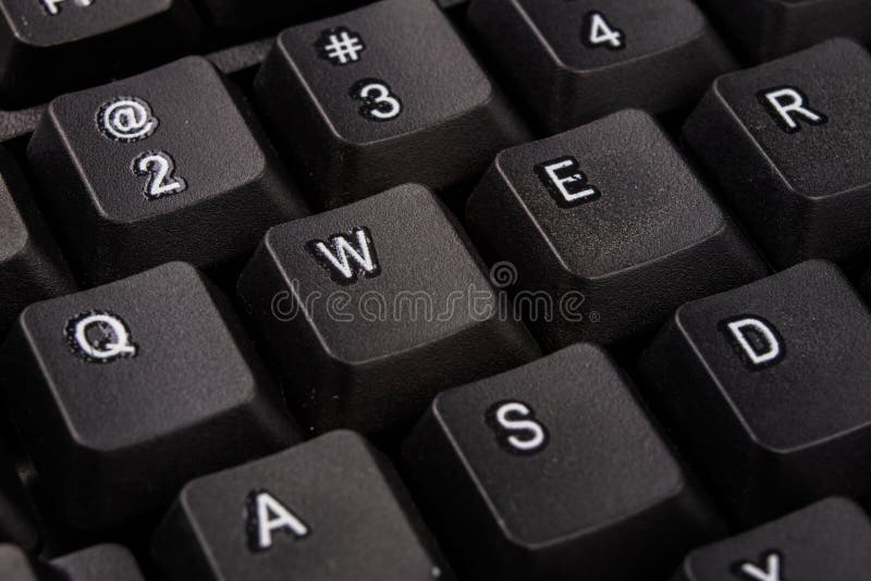 An Enlarged Computer Keyboard. Black Keyboard Buttons for the Co Stock