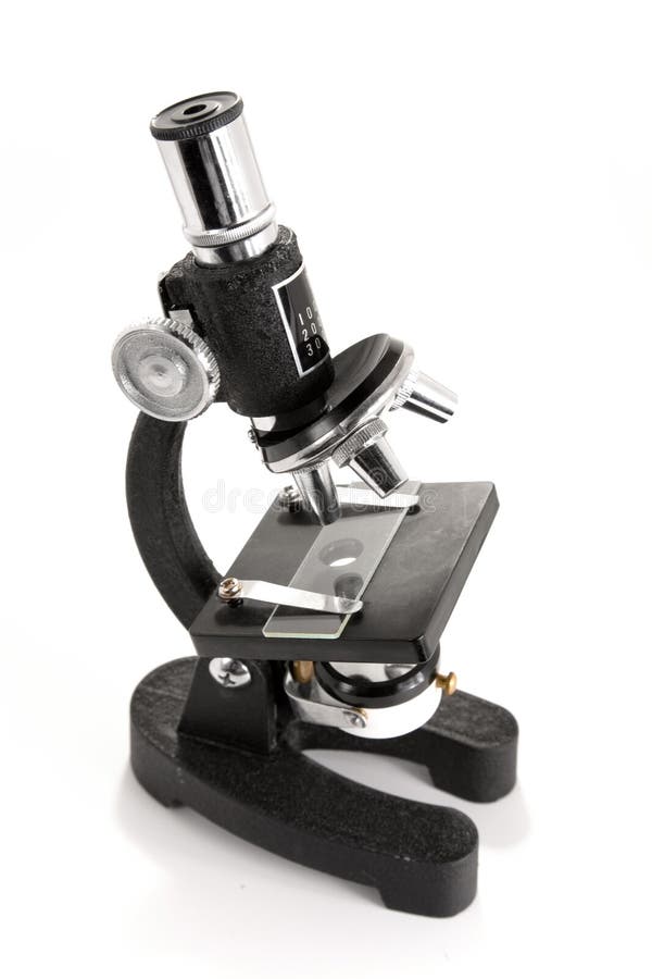 Ennegrezca el microscopio aislado en el fondo blanco imágenes de archivo libres de regalías Ennegrezca el microscopio aislado en el fondo blanco imágenes de archivo libres de regalías