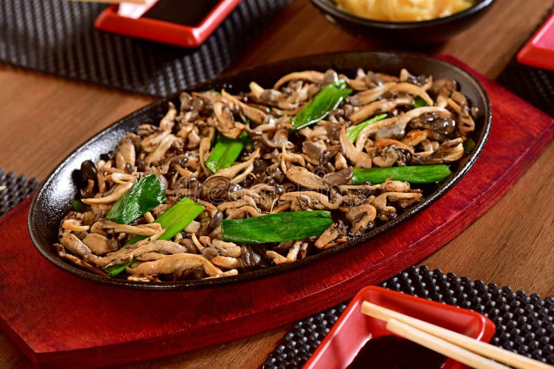 Enoki mushrooms grilled stock photo. Image of restaurant 109612444