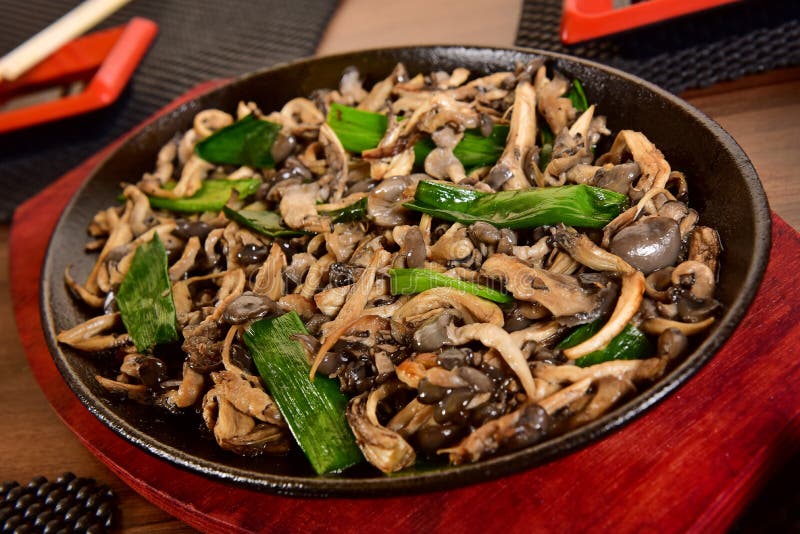 Enoki mushrooms grilled stock photo. Image of restaurant 109612444