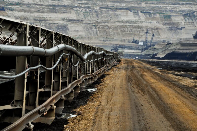 Conveyor belt in open coast coal mine. Conveyor belt in open coast coal mine