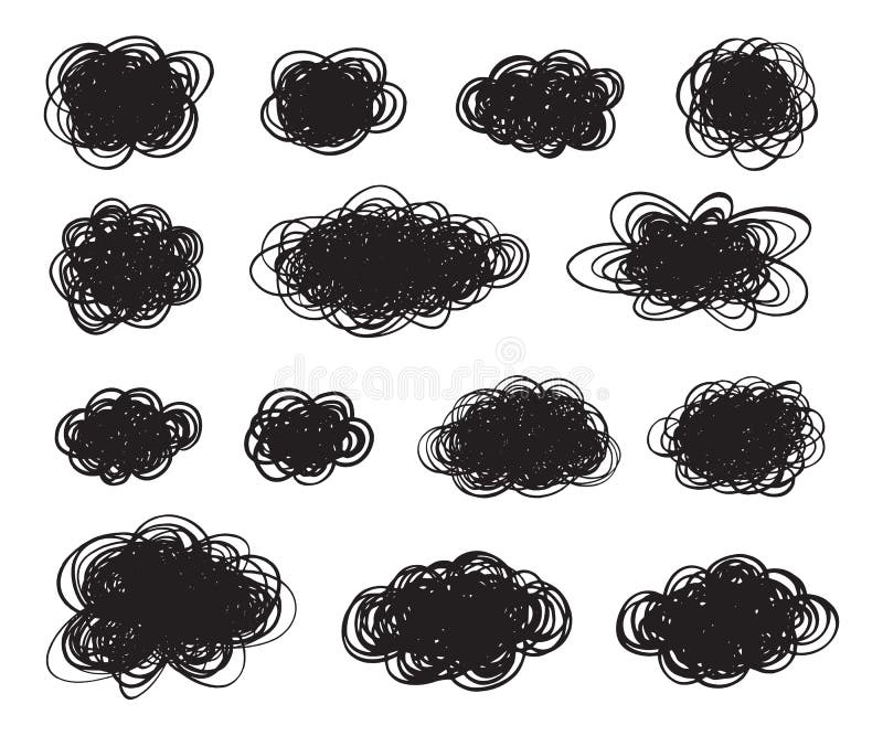Enredado, garabatee las plantillas redondeadas, marcos, formas de la nube ilustración del vector Enredado, garabatee las plantillas redondeadas, marcos, formas de la nube ilustración del vector