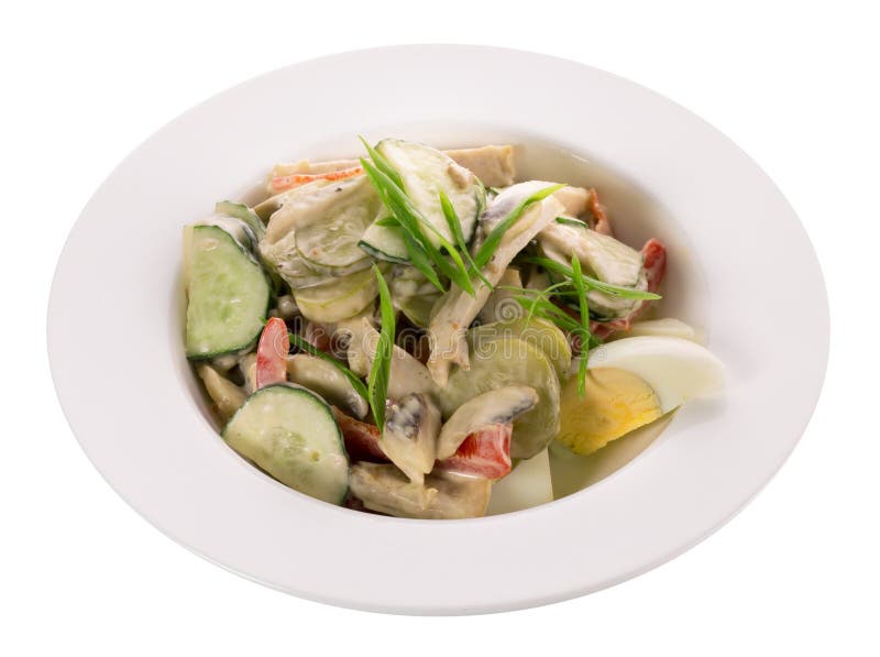 Ensalada con el pollo y las verduras frescas fotografía de archivo libre de regalías Ensalada con el pollo y las verduras frescas fotografía de archivo libre de regalías