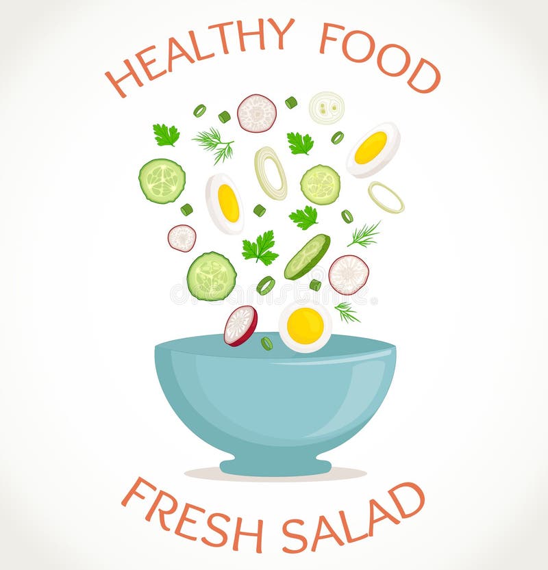 Ensalada fresca, comida sana Ilustración del vector libre illustration