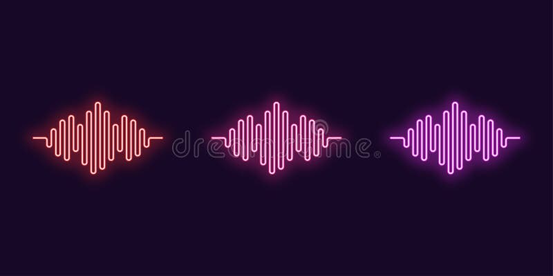 Ensemble au néon d'icône d'onde sonore de Digital Flocons de neige illustration stock Ensemble au néon d'icône d'onde sonore de Digital Flocons de neige illustration stock