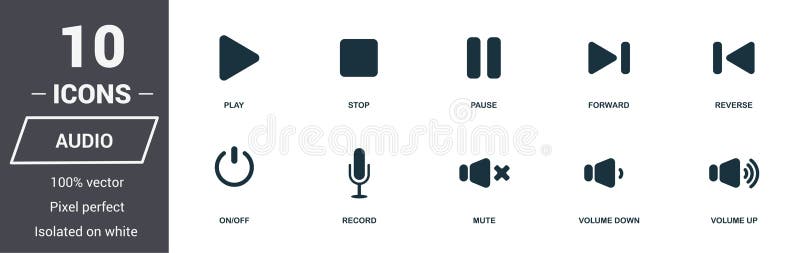 Audio controls icons set. Premium quality symbol collection. Audio controls icon set simple elements. Ready to use in web design, apps, software, print. Audio controls icons set. Premium quality symbol collection. Audio controls icon set simple elements. Ready to use in web design, apps, software, print