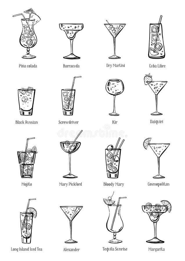 Ensemble classique de cocktails Collection de seize boissons Illustration tirée par la main d'ensemble de croquis de vecteur illustration de vecteur Ensemble classique de cocktails Collection de seize boissons Illustration tirée par la main d'ensemble de croquis de vecteur illustration de vecteur