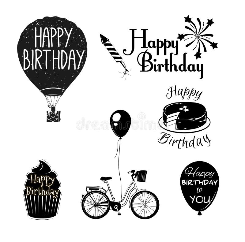 Ensemble D Elements Graphique De Joyeux Anniversaire Illustration De Vecteur Illustration Du Graphique Ensemble