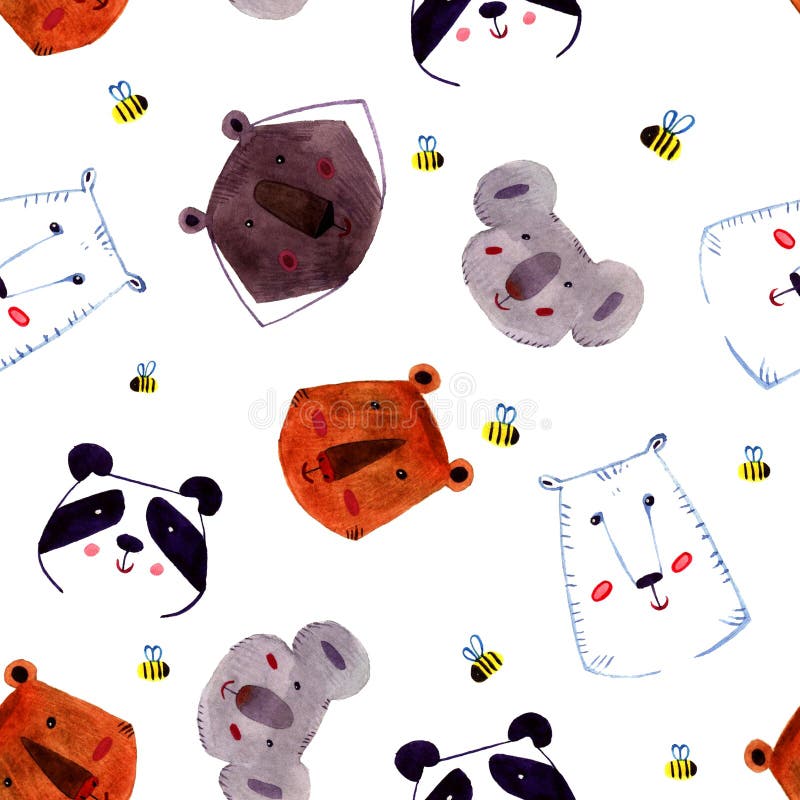 Ensemble d'animaux Illustration peinte à la main d'aquarelle d'ours illustration libre de droits Ensemble d'animaux Illustration peinte à la main d'aquarelle d'ours illustration libre de droits