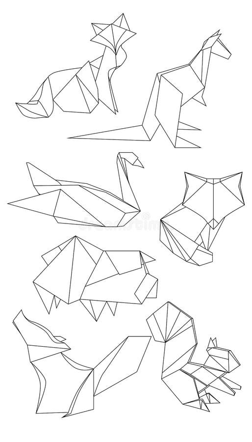 Ensemble d'animaux polygonaux de découpe illustration stock Ensemble d'animaux polygonaux de découpe illustration stock
