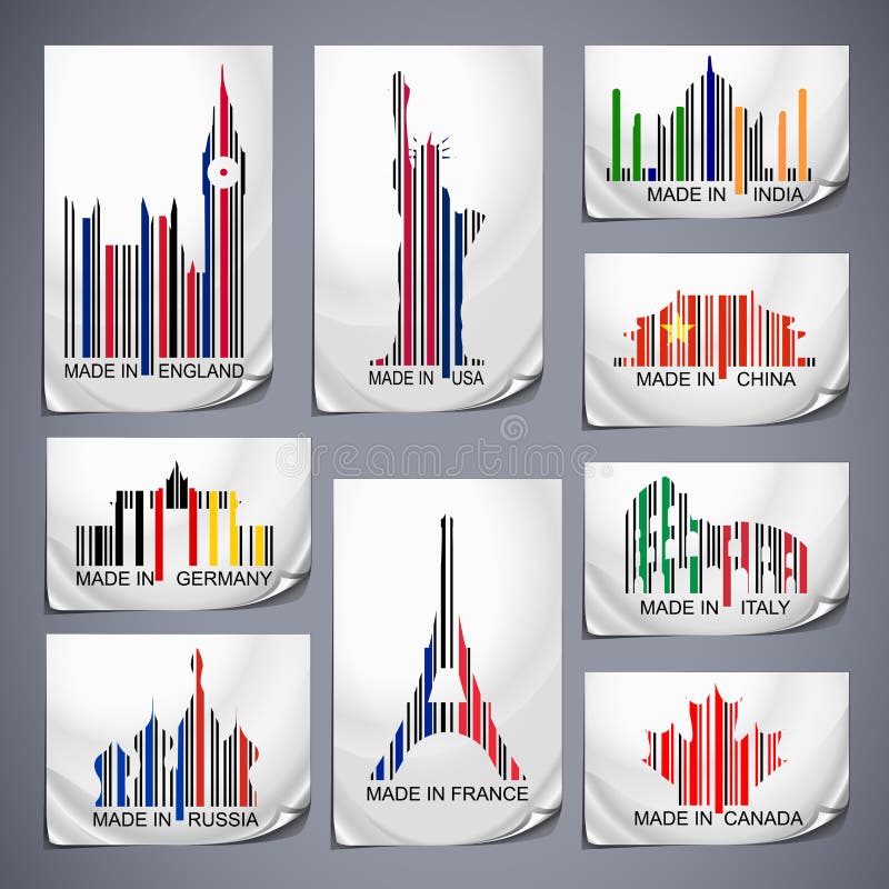 Ensemble d'autocollants colorés de code barres illustration libre de droits Ensemble d'autocollants colorés de code barres illustration libre de droits