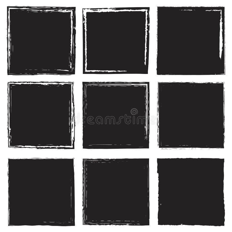 Ensemble d'autocollants noirs gris-carré vectoriels isolés sur fond blanc