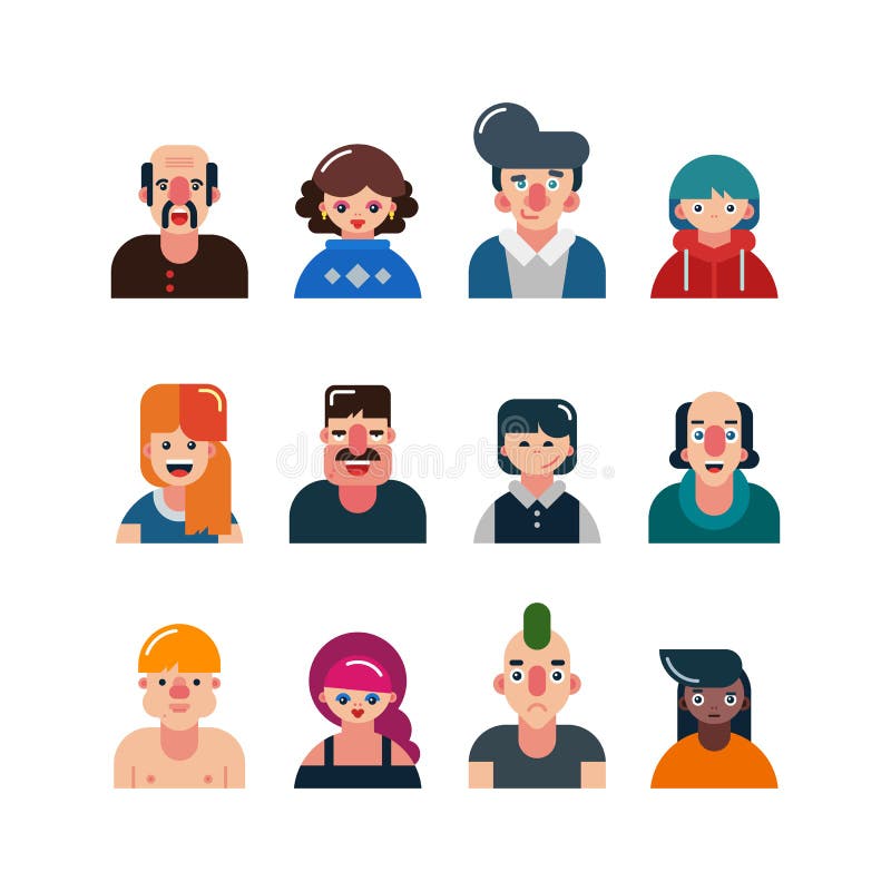 Ensemble d'avatars plats de personnes Visages mâles et femelles caractères drôles d'hommes et de femmes Illustration de vecteur illustration stock Ensemble d'avatars plats de personnes Visages mâles et femelles caractères drôles d'hommes et de femmes Illustration de vecteur illustration stock